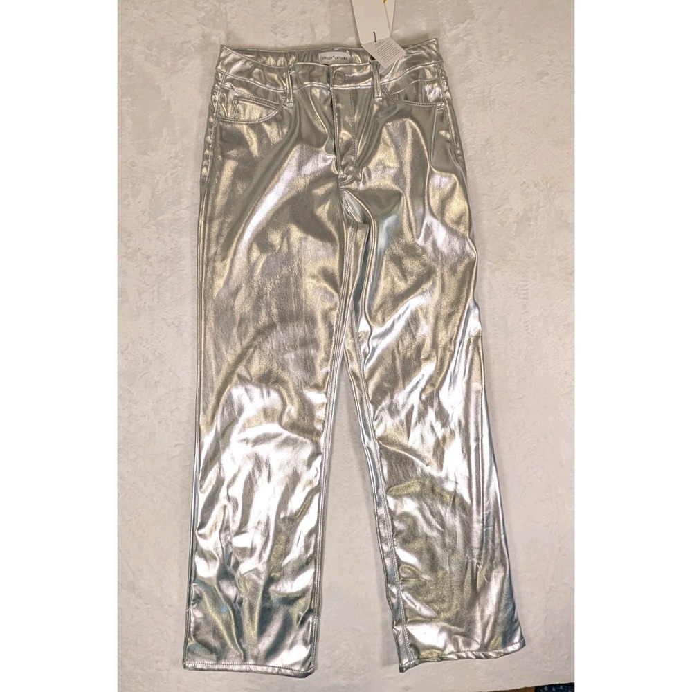 Gibson Latimer Women Silver Metallic Perfect Fit Wide Leg READ Pants Size 8 - Picture 3 of 14